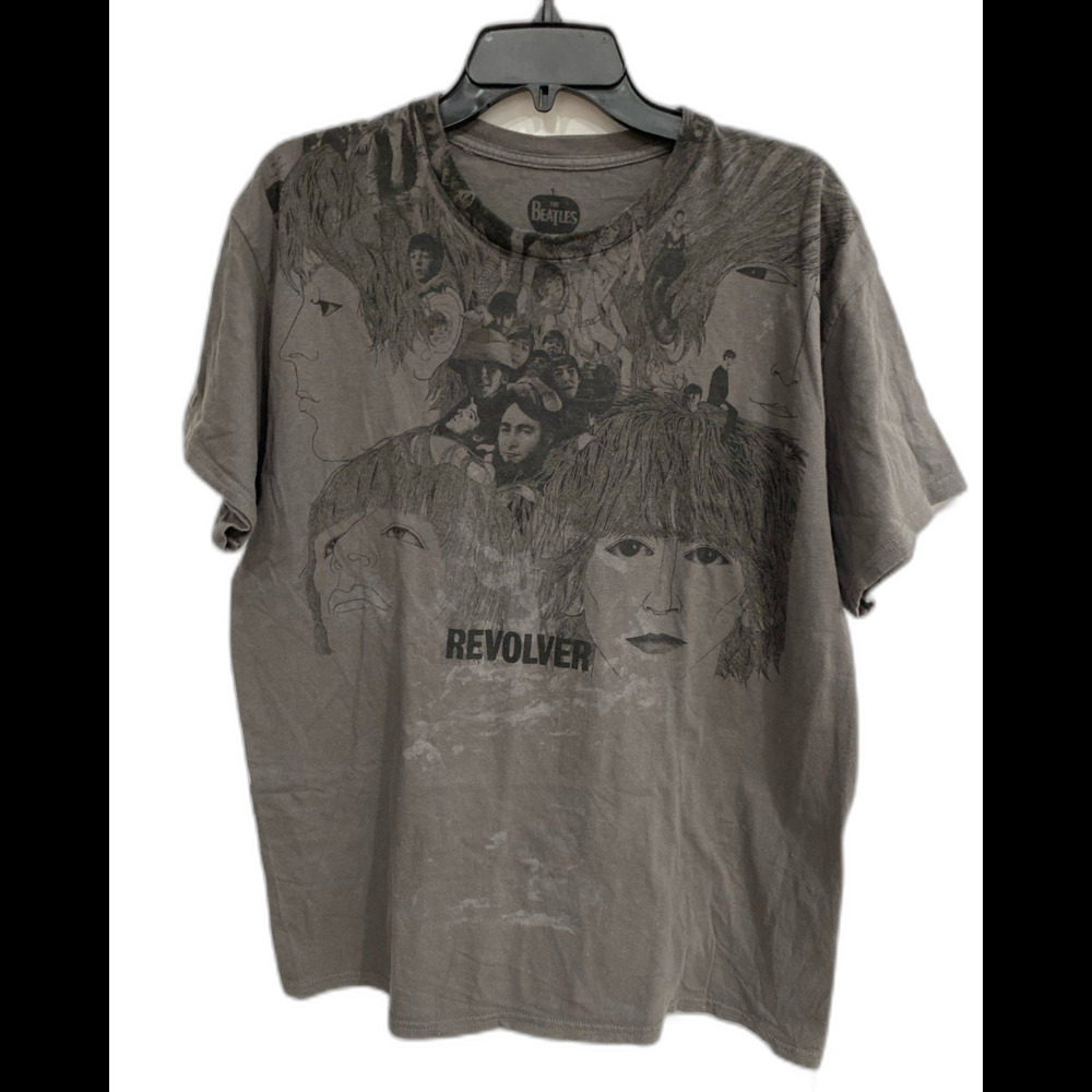 The Beatles T-Shirt Men's Size L Color Gray Black Revolver Graphic 100% Cotton